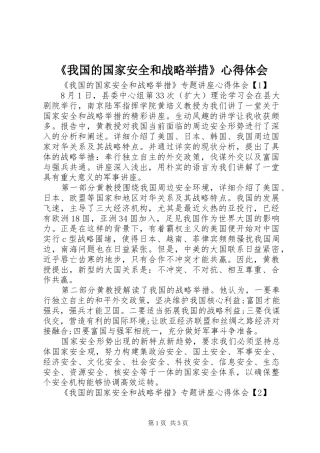 《我国的国家安全和战略举措》心得体会