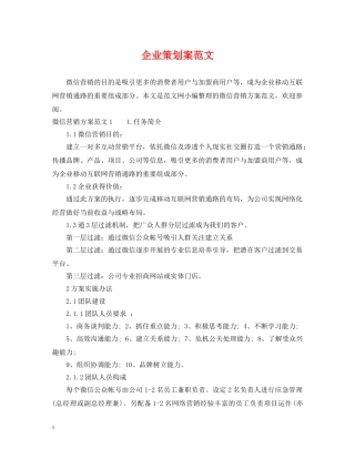 企业策划案范文