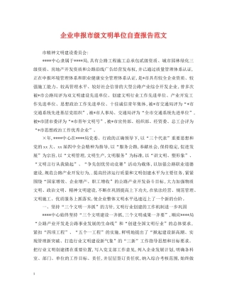 企业申报市级文明单位自查报告范文