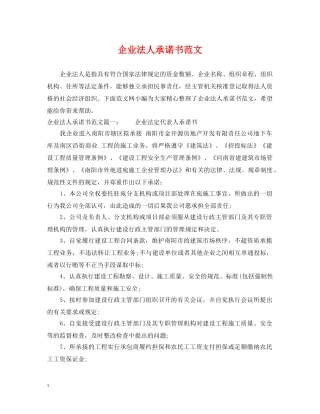 企业法人承诺书范文
