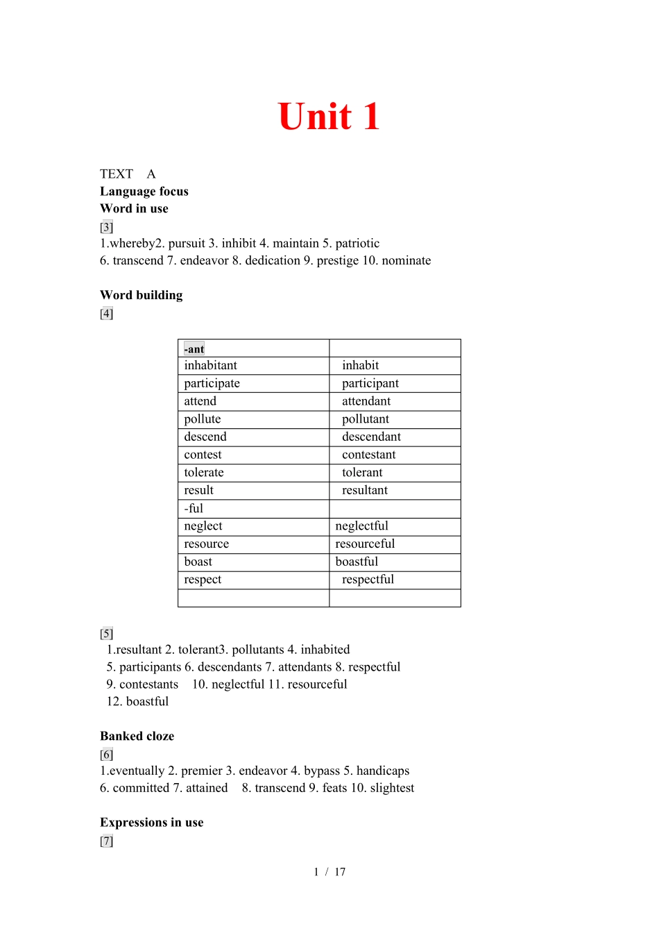 新视野大学英语读写教程3(第三版)课后标准答案完整版 _第1页