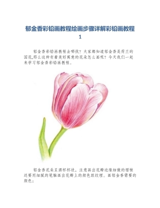 郁金香彩铅画教程绘画步骤详解彩铅画教程1