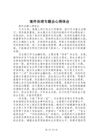 案件治理专题会心得体会