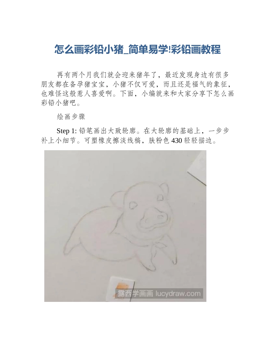 怎么画彩铅小猪_简单易学!彩铅画教程_第1页
