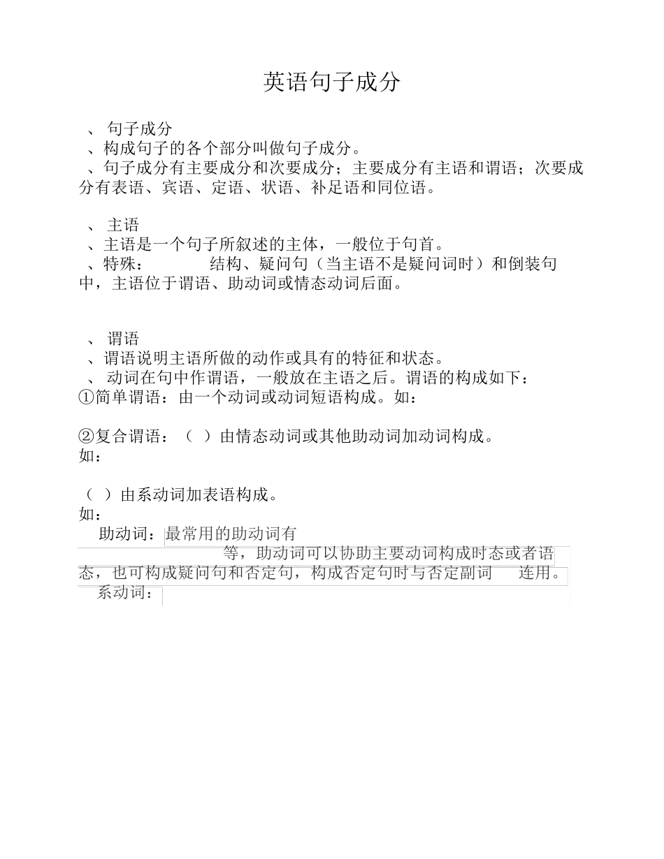 英语划分句子成分句式练习题及答案 _第1页