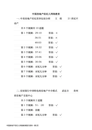 中国房地产经纪人网络教育复习资料