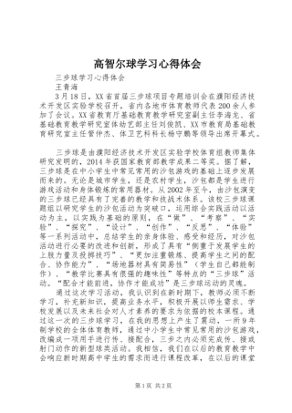 高智尔球学习心得体会