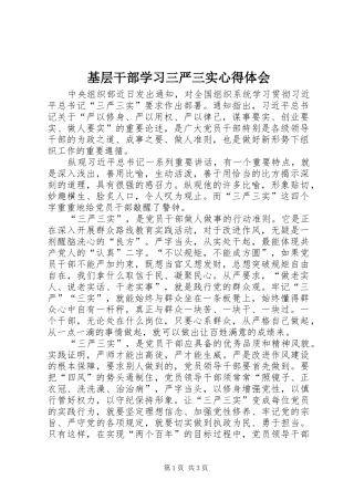 基层干部学习三严三实心得体会