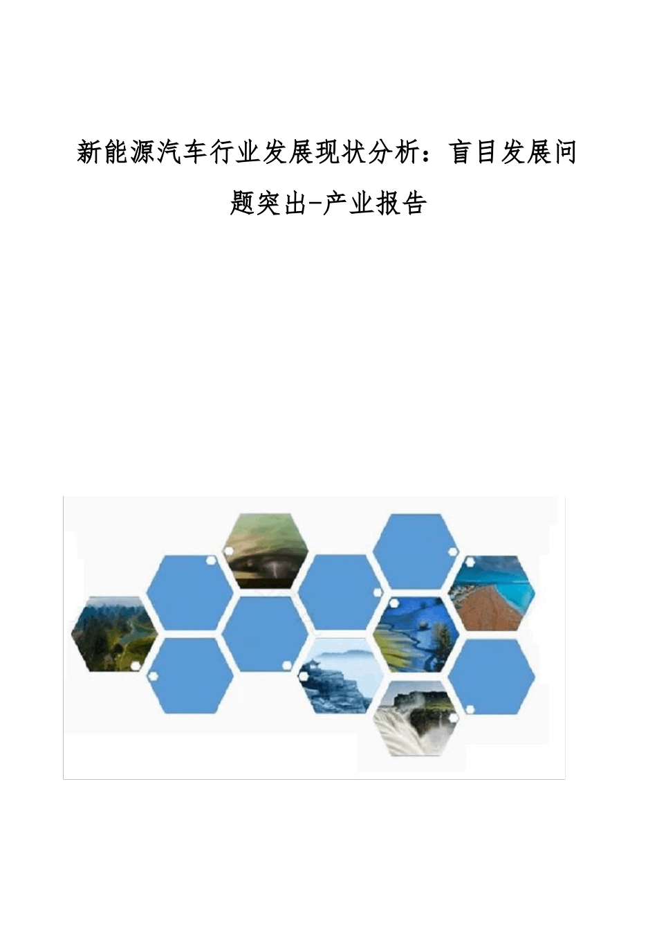 新能源汽车行业发展现状分析-盲目发展问题突出-产业报告_第1页