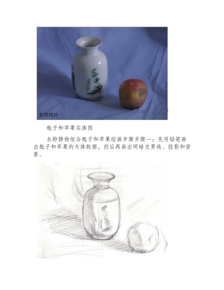 新手入门的水粉瓶子和苹果绘画教程水粉画教程_第2页