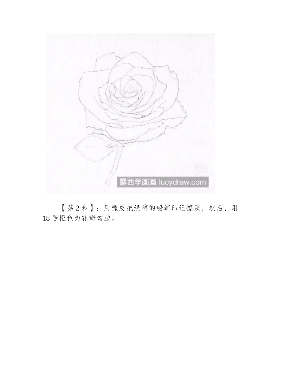一枝玫瑰花怎么画_教你画一朵香槟色玫瑰花彩铅画教程1_第2页