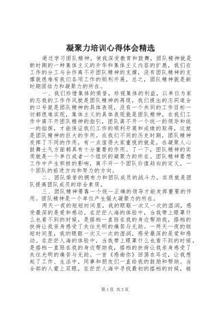 凝聚力培训心得体会精选