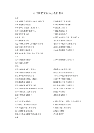 中国磷肥工业协会会员名录 
