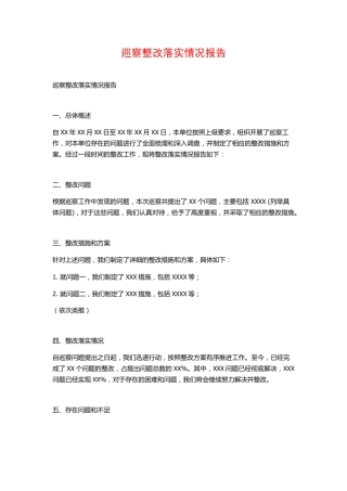 巡察整改落实情况报告 