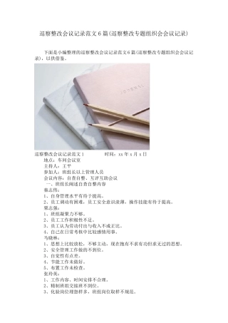 巡察整改会议记录范文6篇(巡察整改专题组织会会议记录) 