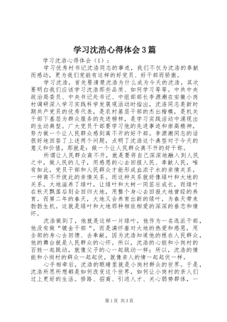 学习沈浩心得体会3篇