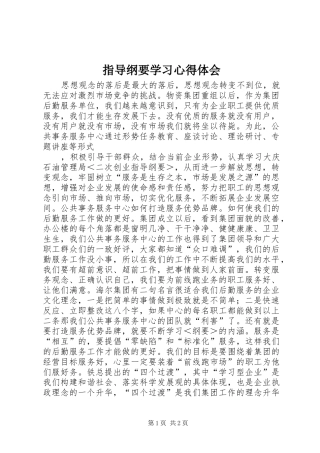 指导纲要学习心得体会