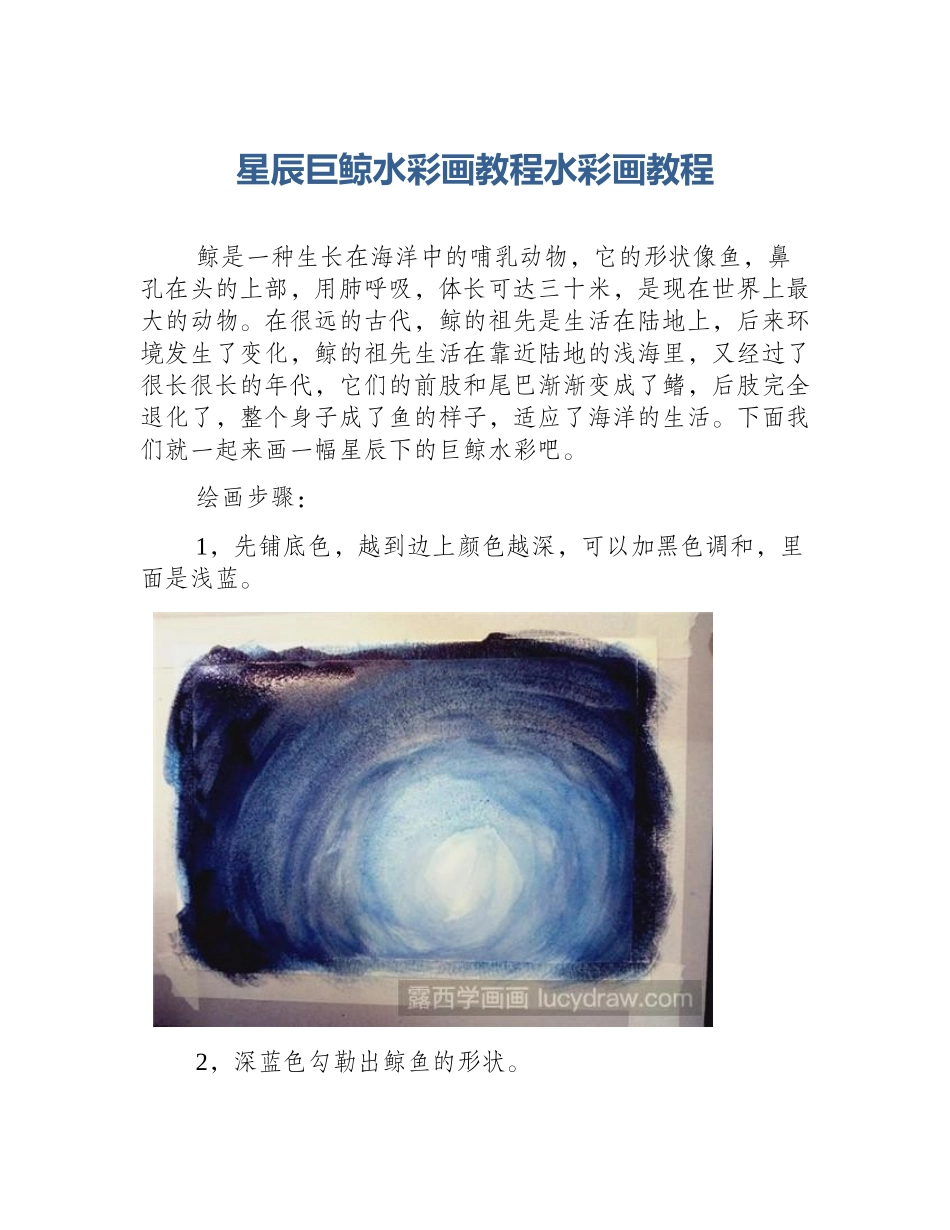 星辰巨鲸水彩画教程水彩画教程_第1页