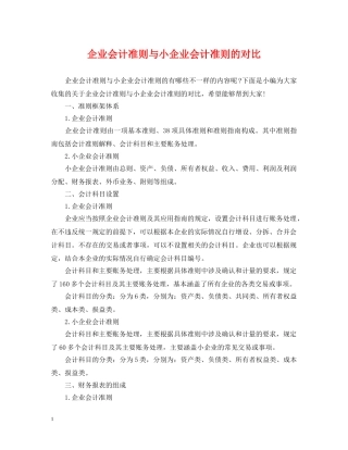 企业会计准则与小企业会计准则的对比