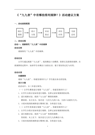 《“九九表”中有哪些排列规律？》活动建议方案