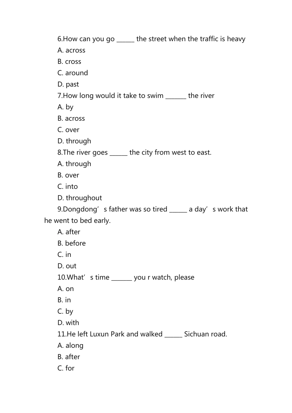 中考英语介词练习题附答案 _第2页