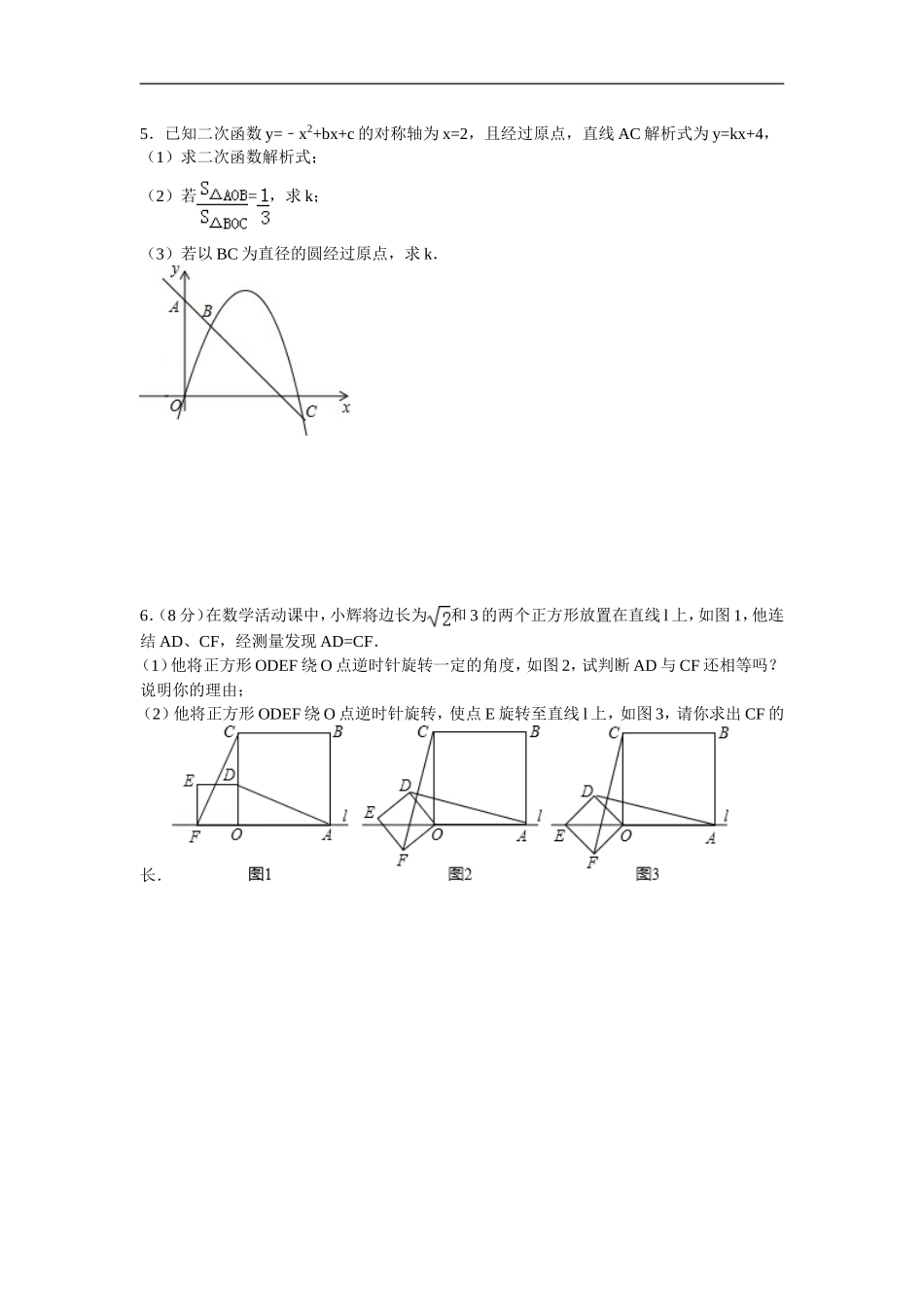 中考数学压轴题试卷_第3页