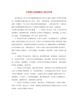 不同部门试用期员工转正评语