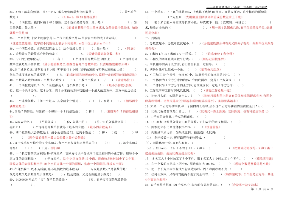 小学数学总复习易错题集(精心整理版) _第2页