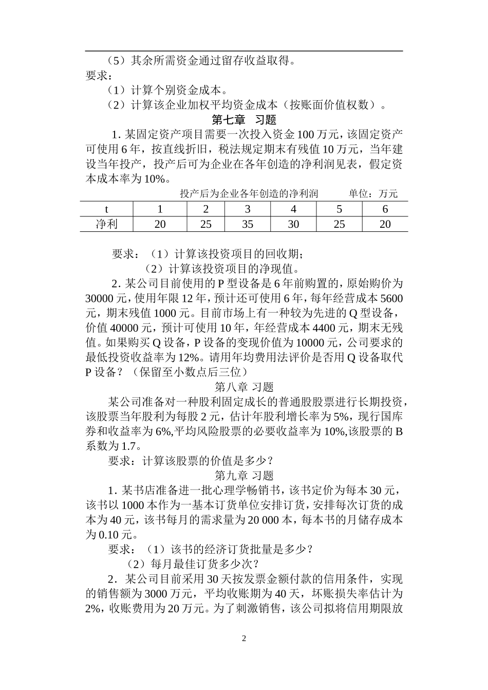 2015年9月财务管理学生习题集_第2页