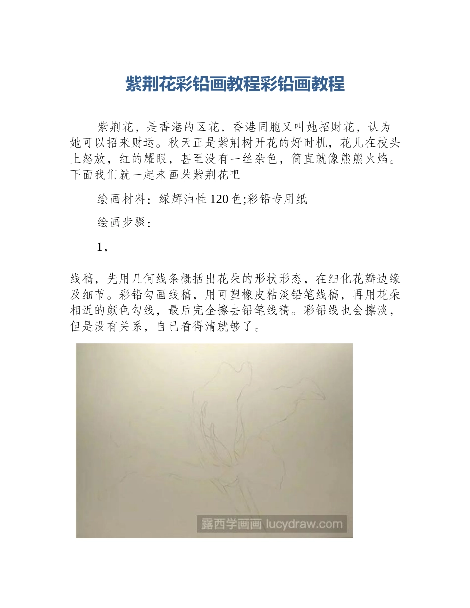 紫荆花彩铅画教程彩铅画教程_第1页