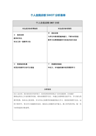 徐松个人自我诊断SWOT分析表