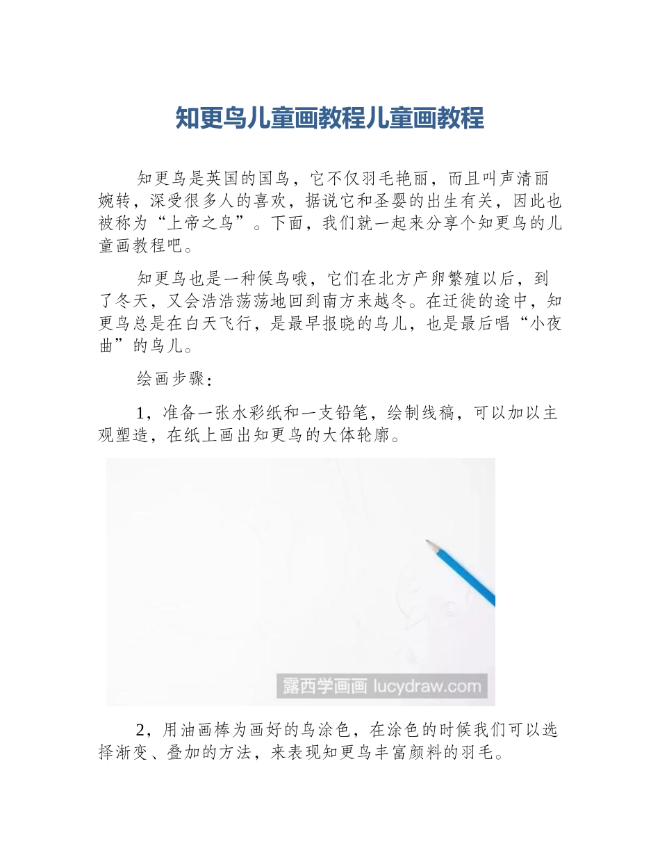 知更鸟儿童画教程儿童画教程_第1页