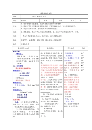 七级政治下册 荡起友谊的双桨第一课时教案 鲁教版