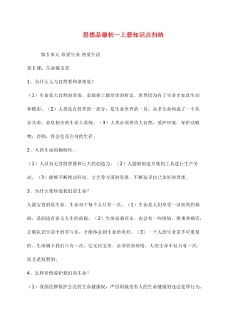 七级政治上册 知识点归纳 鲁教版