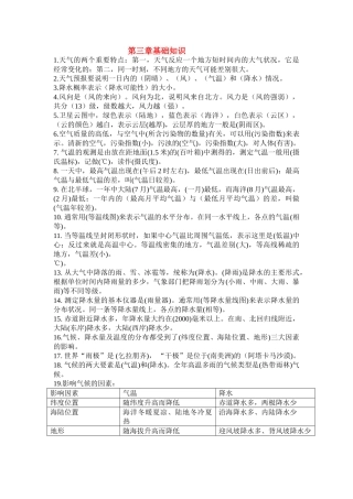 七级地理上册 第三章基础知识小结 人教新课标版