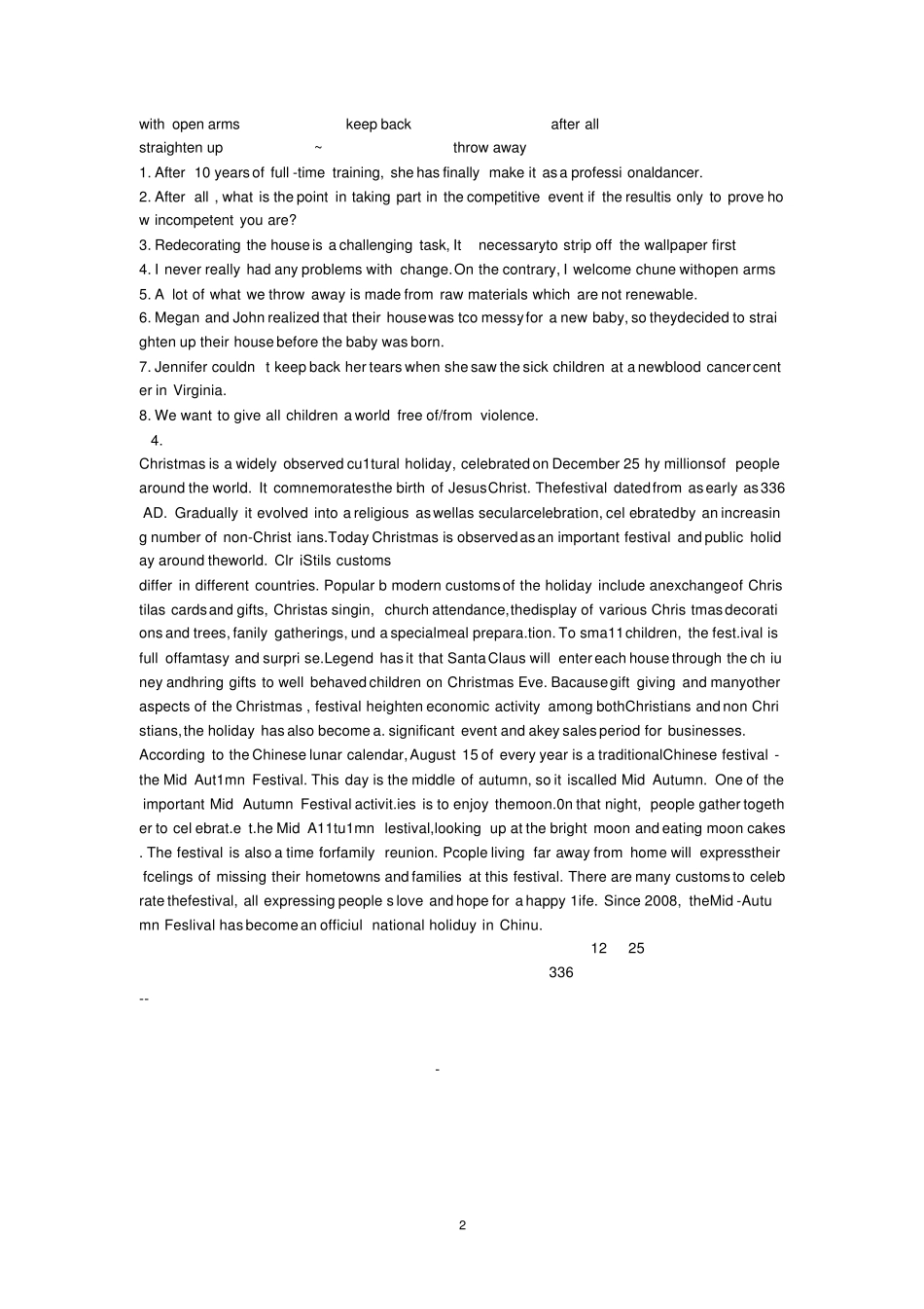 新视野大学英语第三版读写教程第一册Unit2课后答案 _第2页