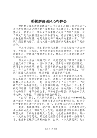 整顿解决四风心得体会