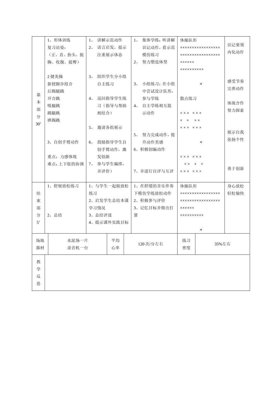 高中健美操课的教学设计_第3页