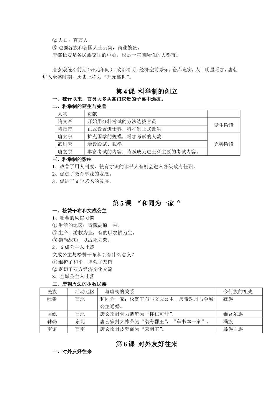 人教版七年级历史下册复习提纲(全套)_第3页