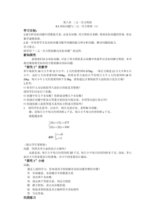 实际问题与二元一次方程组(1)-(3)