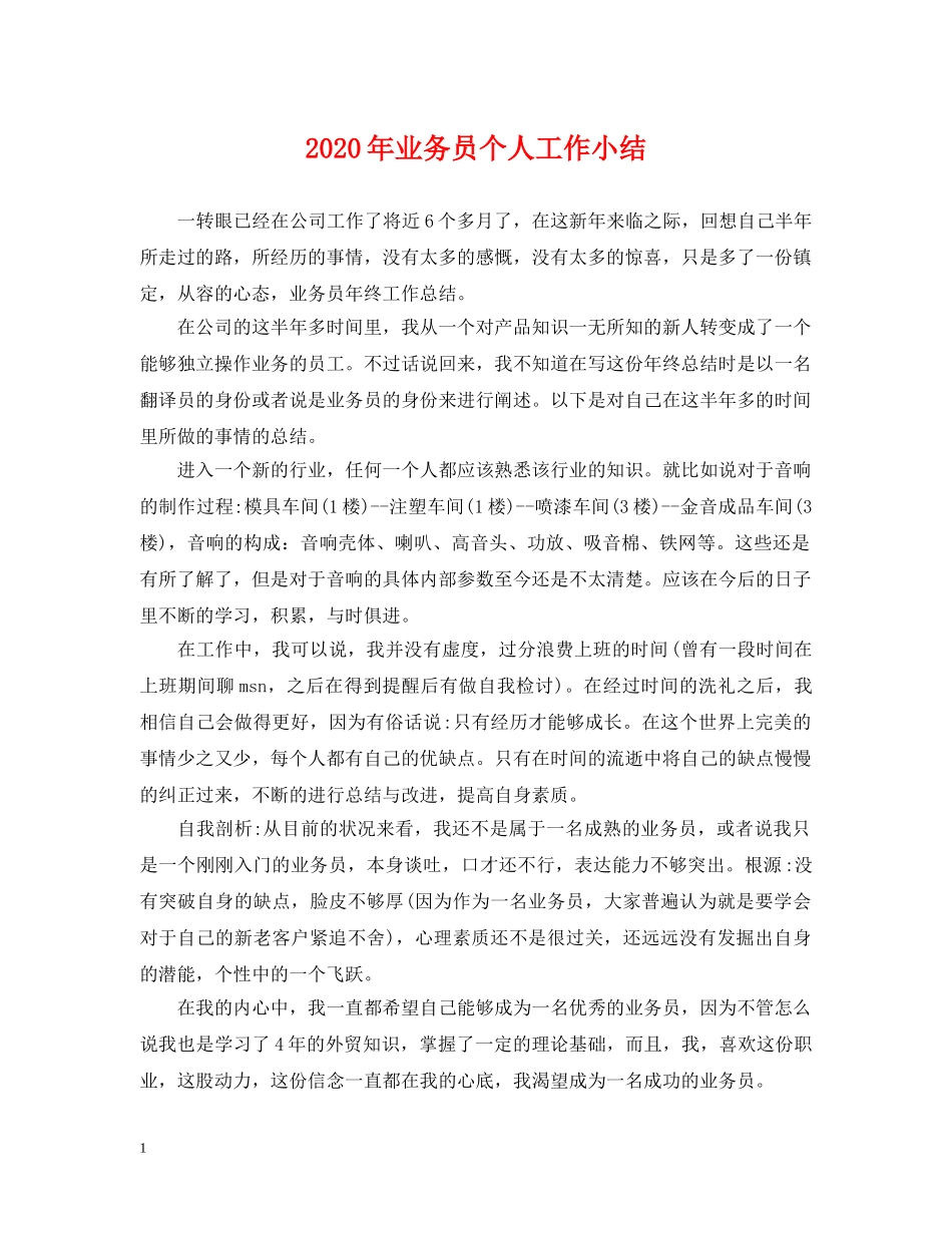 2024年业务员个人工作小结_第1页