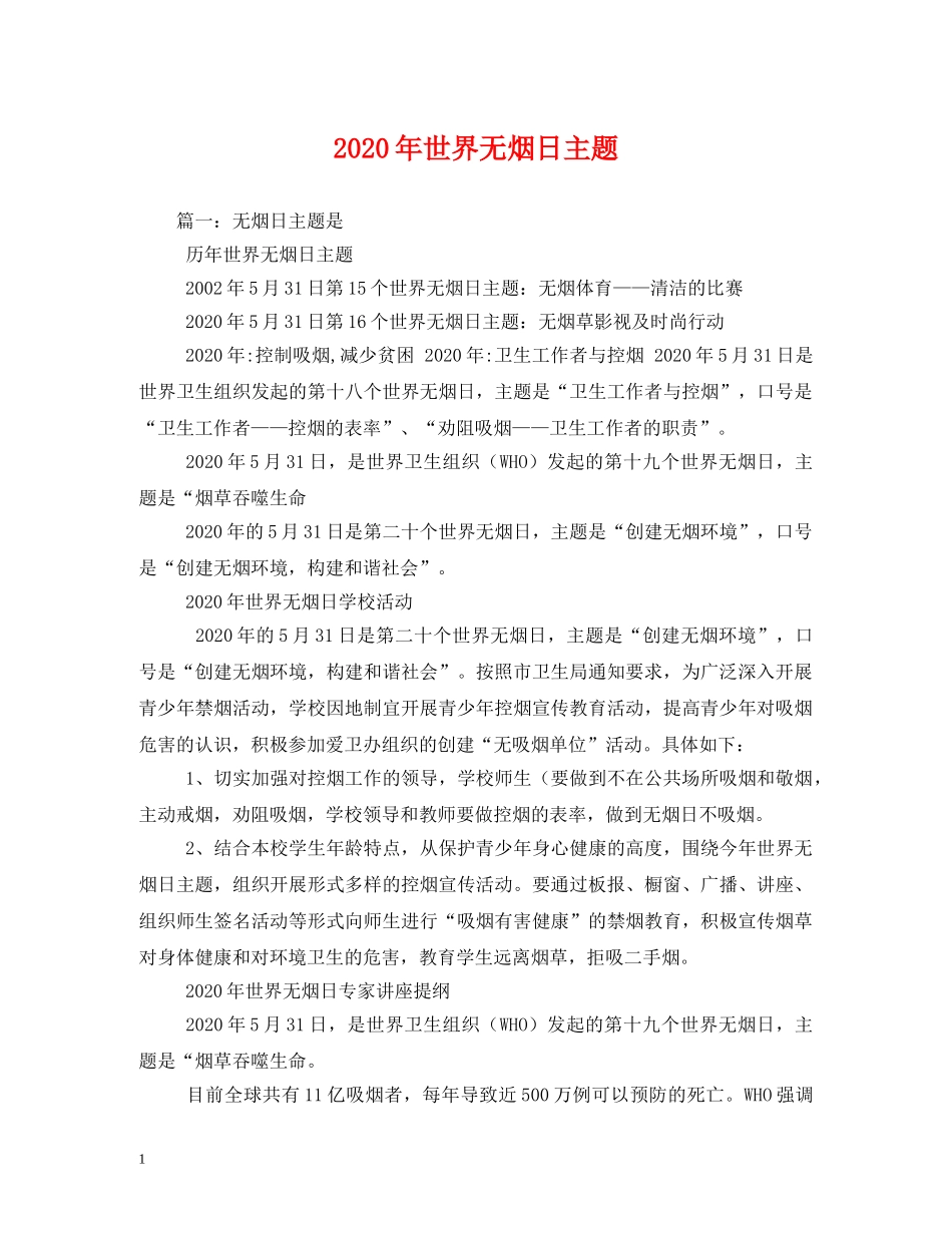 2024年世界无烟日主题_第1页
