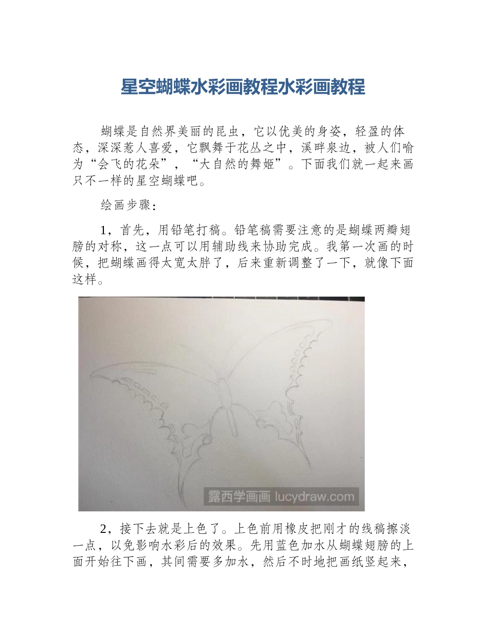 星空蝴蝶水彩画教程水彩画教程_第1页