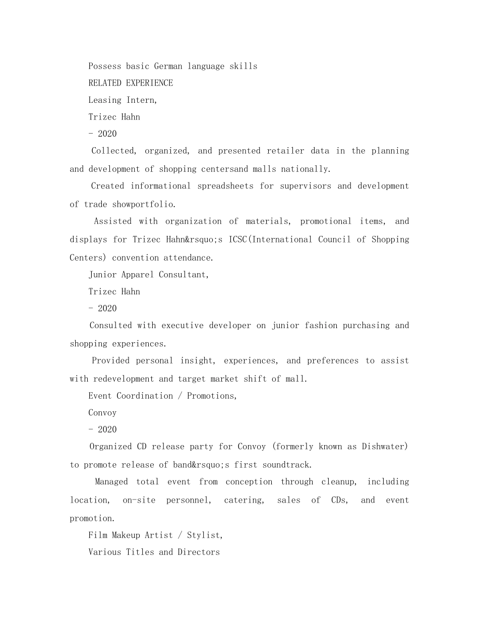 2024市场实习生英文简历模板_第2页