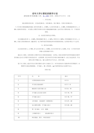 老年大学计算机班教学计划