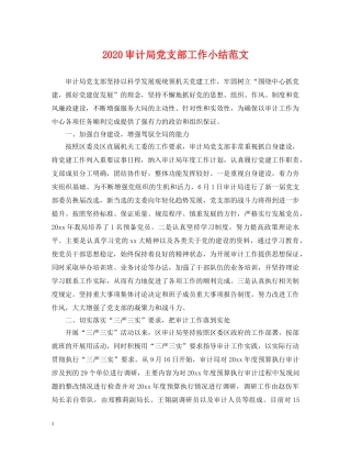 2024审计局党支部工作小结范文