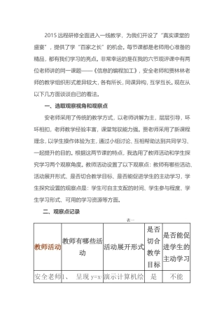2015山东高中教师远程研修观课报告18信息的编程加工
