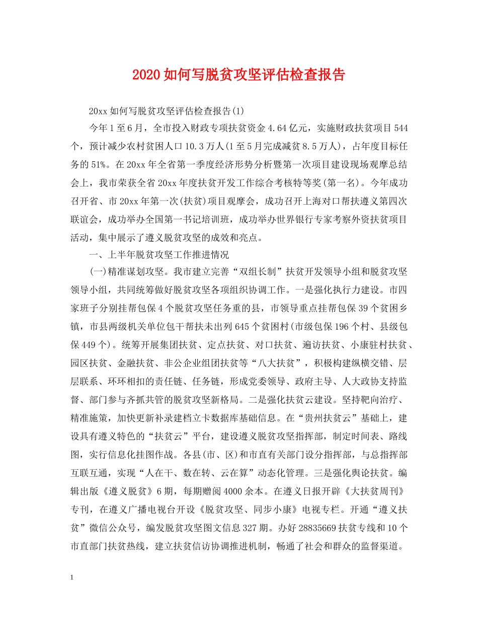 2024如何写脱贫攻坚评估检查报告_第1页