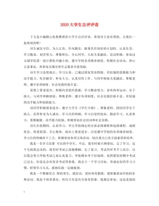 2024大学生自评评语