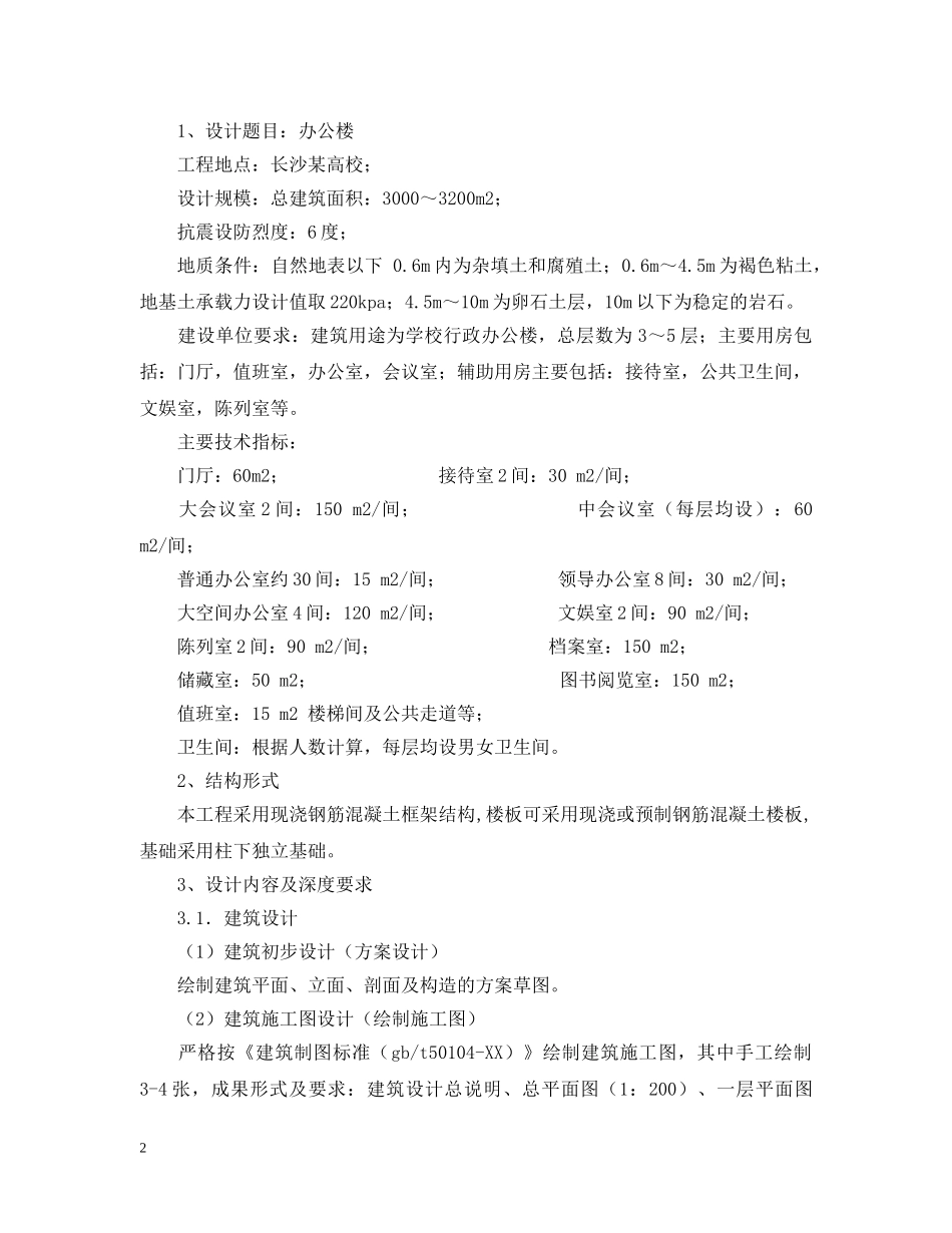 2024土建类专业毕业设计开题报告格式_第2页